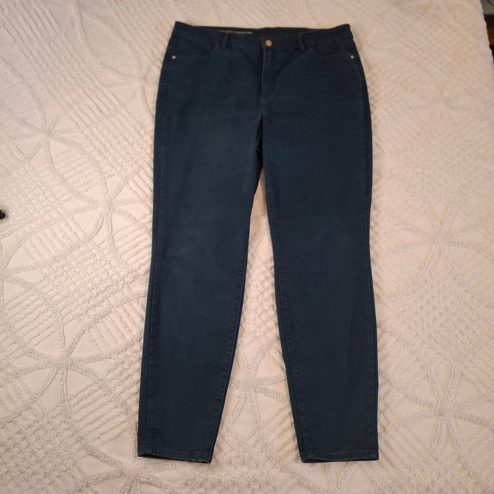 Talbots Womens 14 High-Waist Jegging Ankle Dark Teal Flawless Cotton Blend Pants